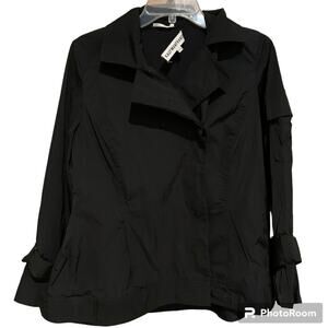 KaufmanFranco Wrap Button Lightweight Jacket‎ Black Size 10/46 Minimal Luxury